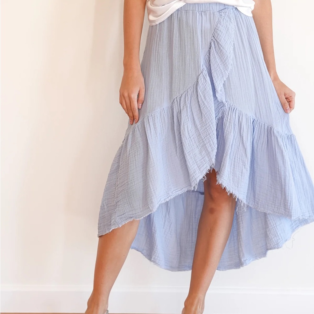 Stark x Gray Ruffle High Low Midi Skirt
